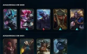 Conta LOL ouro 2 (platina 4 flex) 57% WinRate 9 Skins Lindas
