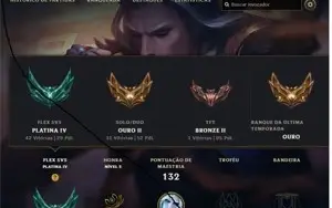Conta LOL ouro 2 (platina 4 flex) 57% WinRate 9 Skins Lindas
