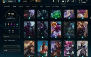 Platina 4 com TODOS os champs e 278 Skins + 10 Vitoriosas