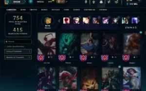 Platina 4 com TODOS os champs e 278 Skins + 10 Vitoriosas