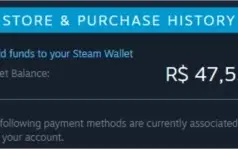 Conta steam com alguns jogos e R$50,00 na carteira