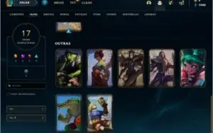 Conta prata 1 com 17 skins e 63 champs