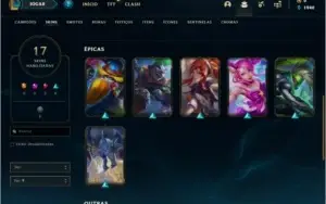 Conta prata 1 com 17 skins e 63 champs