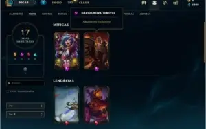 Conta prata 1 com 17 skins e 63 champs