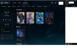 Conta de LOL barata,217 skins,Diamante 3,icones exclusivos