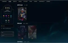 conta lol com todos os champs e skins raras
