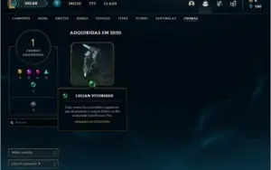 Conta unranked (ex platina) com 8 skins e 40 champs