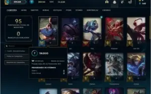 Conta unranked (ex platina) com 8 skins e 40 champs