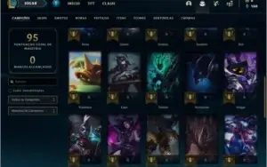 Conta unranked (ex platina) com 8 skins e 40 champs