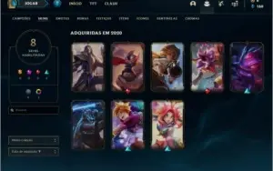 Conta unranked (ex platina) com 8 skins e 40 champs