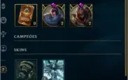 conta lol gold 3 mmr bom com várias skins