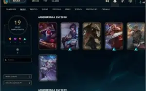 conta lol gold 3 mmr bom com várias skins