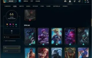 Conta unranked com 105 champs e 66 skins