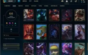 Conta unranked com 105 champs e 66 skins