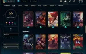 Conta unranked com 105 champs e 66 skins