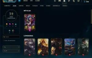 Conta prata 4 com 50 Champs e 32 Skins + 3 Fragmentos
