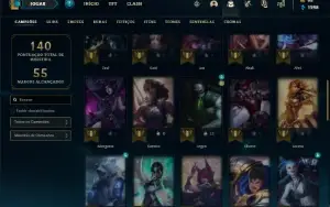 Conta prata 4 com 50 Champs e 32 Skins + 3 Fragmentos