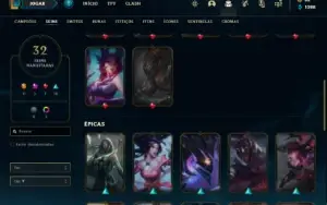 Conta prata 4 com 50 Champs e 32 Skins + 3 Fragmentos
