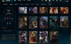 Conta prata 4 com 50 Champs e 32 Skins + 3 Fragmentos