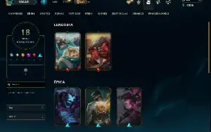 Unranked com 80 Champs e 18 Skins