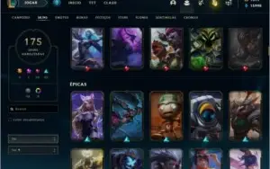 Conta League of Legends Platina todos os campeoes 175 skins