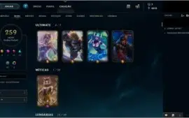 2 Contas LoL (Ouro IV com 259 Skins + Conta Diamante IV)
