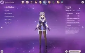 Conta Kazuha Ayaka Kokomi Keqing Qiqi lvl 47