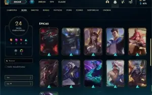 Conta ouro 3 com 60 Champs e 24 Skins
