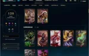 conta diamante 4 lvl 290 full champ 133 skins 20k de ip