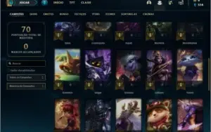 Conta prata 4 com 12 skins e 36 champs