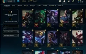 Conta diamante 2 com 56 Champs e 15 Skins + 4 Fragmentos