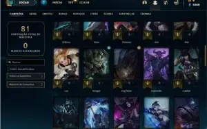 Conta diamante 2 com 56 Champs e 15 Skins + 4 Fragmentos