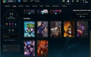 Conta diamante 2 com 56 Champs e 15 Skins + 4 Fragmentos