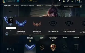 Conta diamante 2 com 56 Champs e 15 Skins + 4 Fragmentos