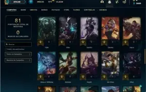 Conta diamante 2 com 56 Champs e 15 Skins + 4 Fragmentos