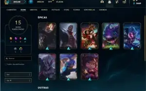 Conta diamante 2 com 56 Champs e 15 Skins + 4 Fragmentos