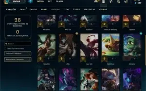 Conta ouro 4 com 26 Champs e 3 Skins + 2 Fragmentos