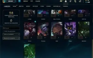 Conta ouro 4 com 26 Champs e 3 Skins + 2 Fragmentos