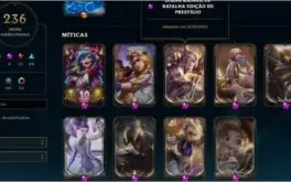 Conta com 9 miticas e 104 pontos prestigios!