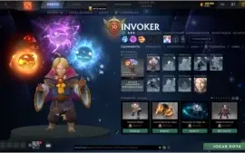 CONTA DOTA 2 COM ARCANAS, INVOKER KID, SET... leia descrição