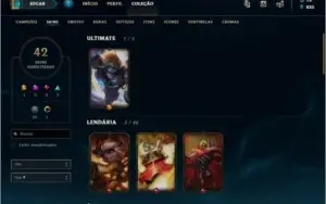 Conta League of Legenda Gold 1 - 122 Campeões / 42 Skins