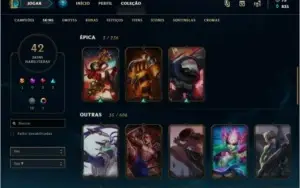 Conta League of Legenda Gold 1 - 122 Campeões / 42 Skins