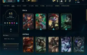 Unranked com 95 Champs e 46 Skins