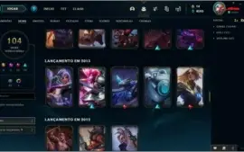 Conta lol 104 campeões e 104 skins
