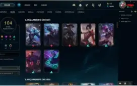 Conta lol 104 campeões e 104 skins