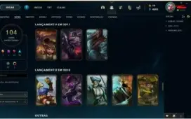 Conta lol 104 campeões e 104 skins