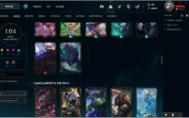 Conta lol 104 campeões e 104 skins