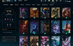 Bronze 1 com 150 Champs e 274 Skins ( Criada em 2012 )
