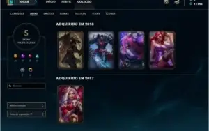 CONTA League of Legends LOL 5 skins 9 champs SMURF TOP lv 20