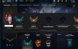 Conta Platina 4 com TODOS os champs e 162 Skin + 4 Prestigio